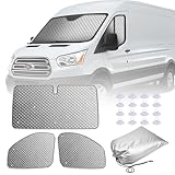 MaxEarn Motorhome Internal Thermal Blind for Transit Van MK8 2014-2024, 3Pcs Sunshade Wrap Cover Kit, Summer Sun Blind & Winter Windscreen Insulation Cover, Windshield Protection for Ford Campervan