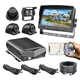4CH 4G WiFi GPS 1080P Hard Drive Mobile Vehicle DVR Video Recorder Onlive View on PC Phone with 4x1080P Night Vision/IP69K Waterproof Front Rear Side View Camera 7"" VGA Monitor for RV Truck Trailer