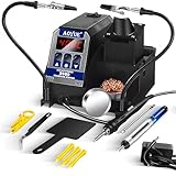 Aoyue 2980 60W Digital Precision Soldering Iron Station Kit with T-12 Style Active Power Tips 110v-240v, Rapid Heatup, Temp Calibration & Auto Sleep, °C/°F Conversion, UK Plug