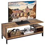 Yaheetech TV Stand, Industrial Style TV Table with Open Storage Shelf and Steel Frame for Living Room, Entertainment Room, Hallway, Rustic Brown, 106 x 39.5 x 40cm