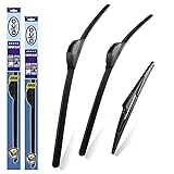 alca Germany Fits Land Rover Freelander 1998-2006 Set of 3 Windscreen Wiper Blades Super Flat Front Rear 22"21"H 14"S ASF2221H14S