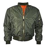 MA1 BOMBER JACKET WITH HEAVY BRASS ZIP (S, SAGE GREEN)
