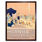 Wee Blue Coo Travel Hornsea East Yorkshire Resort Sea Sand Beach Ship Art Print Framed Poster Wall Decor 12X16 Inch