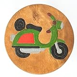 Personalised Children's Wooden Step Stool Hand Carved Engraved - Enter Your Own Custom Text (Vespa Scooter)
