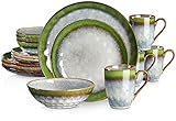 vancasso Starry Gradient Dinner Set, Reactive Glaze Dinnerware Tableware, 16-Piece Dinner Service with 11in Dinner Plate, 8in Dessert Plate, 7in Bowl and 330ml Mug, Service for 4