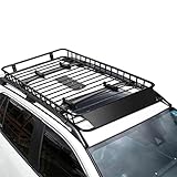 TANGZON Steel Roof Rack Basket, Universal Luggage Cargo Carrier with Wind Fairing, Rooftop Luggage Holder for Car SUV & Truck (113KG Capacity，162 x 99 x 15cm)