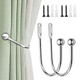 2 Pieces Curtain Tie Backs Hooks - Wall Mounted Curtain Holdbacks with Screws - Curtain Tie Back Hooks for Home Decor