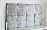 mm08enn Malibu Diamante Deluxe Headboard in Luxury Crushed Velvet (3FT 20" Height, Silver Ice)