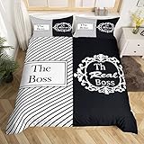 His Side Her Side Bedding Set White Black Duvet Cover Wife Husband Couple Comforter Cover Humorous Bedspread Cover King Size Bedding Cover with 2Pillow Case