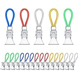 20Pcs Tea Towel Hanging Clips, 5 Colors Metal Tea Towel Storage Clip, Multicolour Bath Towels Clothes Peg for Homes Beach Bathroom (Blue Green Red Yellow Silver)
