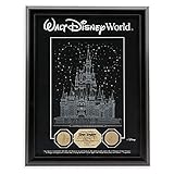 Cinderella Castle Etched Glass Panel with 24kt Gold Overlay Medallions - Walt Disney World - Limited Edition