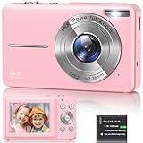 Digital Camera 1080P, 44MP FHD Compact Digital Camera, 16X Digital Zoom Portable Photo Camera with 2.4" LCD Screen, 1 Battery, Vlogging Camera for Kids, Beginners, Teens, Students-Pink (No SD Card)