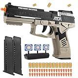 Soft Bullet Toy Gun, Upgrade Fidget Gun Pistol Toys Guns, 12 Shell Ejecting Soft Bullet Blaster with 40 Bullets for Boys (Desert)