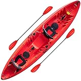Conwy Kayak Rhosneigr 2+1 Two Person Family Tandem Sit on Top Kayak Complete Kit for River Sea with Padded Seats, Fishing Rod Holder and Two Floating Paddles