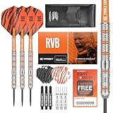 Target Darts Raymond van Barneveld RVB 22G 80% Tungsten Steel Tip Darts Set - 9 Pro Grip Shafts - 9 Pro Ultra Flights - Dart Wallet Bundle