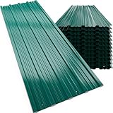 GARDEBRUK® Metal Roofing Sheets | Pack of 12 | Box Profile | 129x46cm | Galvanised Coated 7m² Cladding Walling Sheeting | Corrugated Roof | Garage Shed Carport Greenhouse | Green
