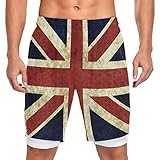Mnsruu Retro Union Jack British Flag Men's Shorts Workout Sport Pocket Short M Multicoloured