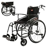 MobiQuip Lightweight, Manual Self Propelled Wheelchair, 12kg, Super Light, Aluminium Frame Wheelchair, Folding, with 24 Inch Quick Release Sports Wheels (Black Frame 20 Inch Seat)