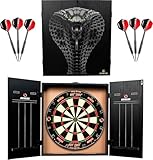 Ruthless Home Darts Centre | Complete Home Dart Board Centre Including Cabinet, Dartboard and 2 Sets of Darts (Cobra)