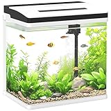 PawHut Aquarium 28L Glass Fish Tank w/Filter, LED Lighting, Water Pump