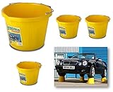 Likimen Home 4 X Invincible Heavy Duty Strong Large Yellow Builders Bucket Water Mixing Tub