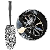 URAQT Alloy Wheel Brush, No Metal Rim Detailing, Soft Dense Bristles, Suitable for Cars/Motorcycles/Bicycles (Black)