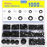 HOLMOL Nylon Washers 1000PCS, Plastic Tap Washers M2 M2.5 M3 M4 M5 M6 M8 M10 Set for Screws and Bolts, 8 Types Flat O Ring Gasket, Nylon Washer for Washing Machine Hoses