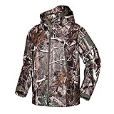 Kelmon Men's Tactical Softshell Jacket Multifunctional Outdoor Camouflage Military Fleece Lining Waterproof Windproof Warm Hood Coat, Tree, XL