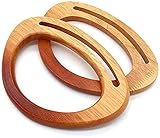 POFET 2Pcs D shape gradient Decorative Handle Wooden Shaped Handles for Handmade Bag Handbags Purse Handles Replacement Tool DIY Handmade Accessory - Wood Color