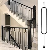 Balustrade Spindle for Staircase Wrought Iron Balusters Stair Spindles Black，95cm Angle Adjustable Iron Baluster Spindles For Indoor Stair Deck Railing With Shoe & Connector ，Cuttable Design ( Color :
