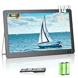 Desobry (2025 upgraded version) 14.2 inch Portable TV with stronger Antenna 1080P freeview outdoor tv with DVB/T2 Tuner Rechargeable Battery Operated Mini TV LCD,Built-in Stand,HDMI Input,USB