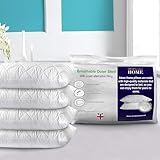 Adam Home Premium Pillows 4 Pack Hotel Quality Firm Support with Quilted Cover Hypoallergenic and Anti Dust Mite Soft Hollow-Fiber Down Alternative Bed Pillow for Stomach Back and Side Sleeper