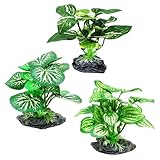 WORUIB 3 Pcs Fish Tank Plants, 7 * 5 * 10cm Silk Aquarium Plants, Aquarium Plant Lifelike for Fish Tank Artificial Decorations, Betta Cave, Small Fish Bowl Accessories (3 Different Type)