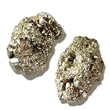 RJINGSHI 2pcs Raw Pyrite Crystal Stone Natural Rough Gemstone Unpolished Healing Crystal Specimen Spiritual for Polishing, Sanding, DIY, Decor, Reiki, Collection, Crafts (1.5-2 inches)