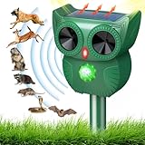 Cat Repellent for Gardens uk, 5 Adjustable Modes Ultrasonic Cat Repeller with LED Flash and 2 Ways to Use, USB Charging and Waterproof Solar Cat Repellent Ultrasonic for Cats, Dogs, Birds and Foxes