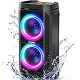 W-KING 240W Peak Party Bluetooth Speaker Large, 115dB Loudest Portable Speakers Wireless, IPX6 Waterproof Speaker Big for Outdoor, 24H Playtime/Deep Bass/V5.3/RGB Lights/Mic&Guitar in/U-Disk/TF/AUX