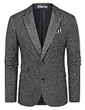 PJ PAUL JONES Men's Vintage Herringbone Tweed Blazers British Wool Blend Sport Coat Jacket, Black Houndstooth, L