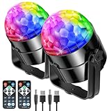 Disco Lights,RIYO 360°Rotation Sound Activated Disco Ball Light with Remote Control,Party Lights for Indoor Room Birthday Dance Karaoke Decorating Home Party Decor (2 Packs)