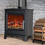 NRG Defra 4.3KW Cast Iron Woodburning Stove Eco Design WoodBurner High Efficiency Fireplace