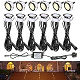 GEYUEYA Home LED Decking Lights Warm White,Ø31MM led Plinth Lights Kit Recessed Outdoor Deck Light Kits for Terrace/Patio/Path/Deck/Garden-12 Pack