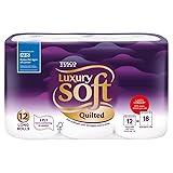 Luxury Soft Quilted Toilet Tissue 12 Long Roll, for Softness and Strength Every time 3 PLY Extra Cushioning & Comfort 12 Long Rolls Lasts Longer