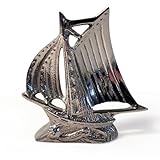 Nickel Galleon Ship Paperweight Ornament, Silver Nautical Decor for Desk, Elegant Home & Office Accessory