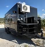 Black Mobile Food Trailer with Air Conditioner and Serving Window, Outdoor Event Concession Stand, Stainless Steel Kitchen Food Truck for Sale
