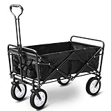 LIFE CARVER Folding Camping Cart Garden Wagon 4 Wheeled Collapsible Festival Trolley, Portable Garden Cart & DIY Waste Wagon - 150KG Capacity