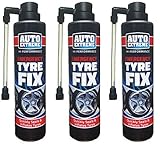 HitlineUK Tyre Repair Kit, 300ml Emergency Tyre Fix, Instant Tyre Sealant Puncture Repair Kit for Cars, Bikes, Vans, Trucks, Hi-Performance Flat Tyre Puncture Repair Glue by Auto Extreme (3 Cans)