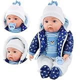 BiBi Doll 20" Baby Boy Doll - Large Lifelike Size, Soft Body, with Dummy & Sounds in Blue Coat Outfit, Toy for Boys & Girls Aged 18 Months+