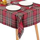 JEMIDI Tartan Tablecloth - Rectangular Checker Print Christmas Table Cloth - Scottish Red and Green Tartan Print - Xmas Decorations - 140 x 110cm(55.1" x 43.3")