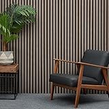 WBM Acoustic Slat Wall Panel - Decorative & Sound Absorbing Wooden Slatted 3D Feature Wall Pannelling - Living Room Bedroom Interior Easy Installation - 2400mm x 600mm Walnut Dark Oak