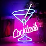 Cocktail Bar Neon Sign Blue Goblet Neon Light Sign Pink LED Signs for Wall Martini Glass LED Lights for Bar Light Up Signs Acrylic Neon Wall Light for Pub Tavern Restaurant Wedding Party Decor