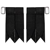 Solid Plain Black Tartan Kilt Hose Sock Flashes with Heavy Buckle Adjusters